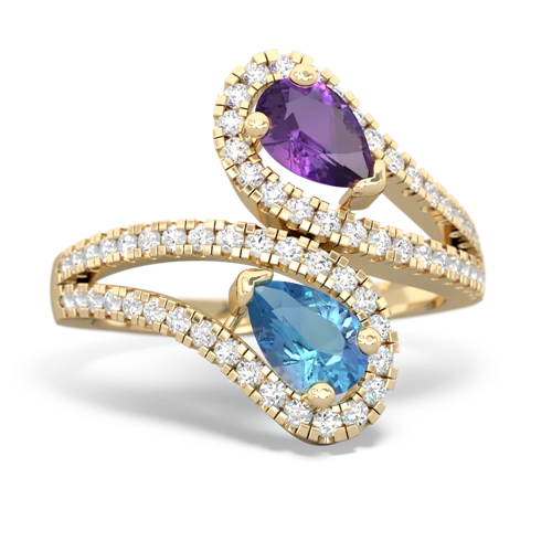 amethyst-blue topaz pave swirls ring