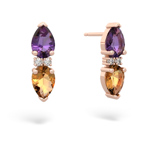 amethyst-citrine bowtie earrings