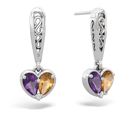 amethyst-citrine filligree earrings