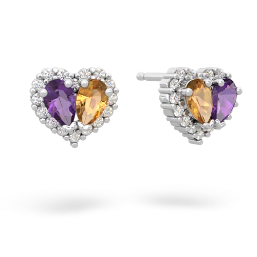 amethyst-citrine halo-heart earrings