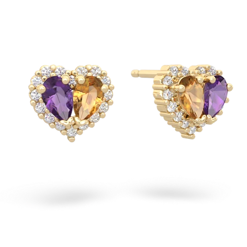 amethyst-citrine halo-heart earrings