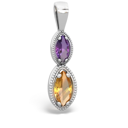 amethyst-citrine antique milgrain pendant