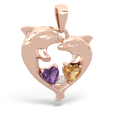 amethyst-citrine dolphins pendant