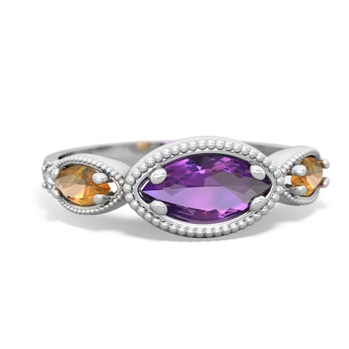 amethyst-citrine milgrain marquise ring