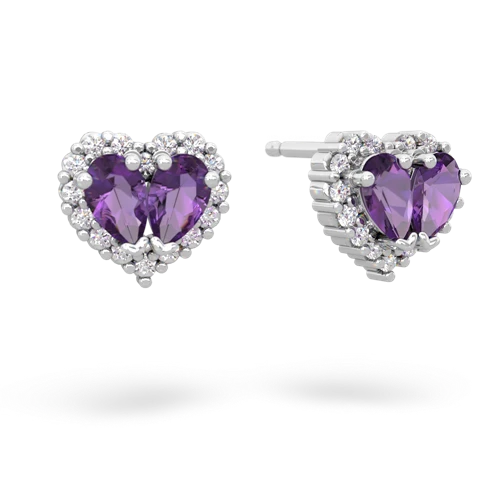 amethyst halo-heart earrings