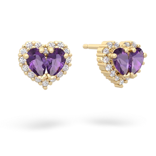 amethyst halo-heart earrings