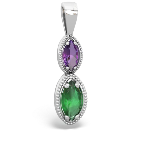 amethyst-emerald antique milgrain pendant