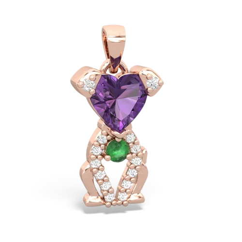 amethyst-emerald birthstone puppy pendant