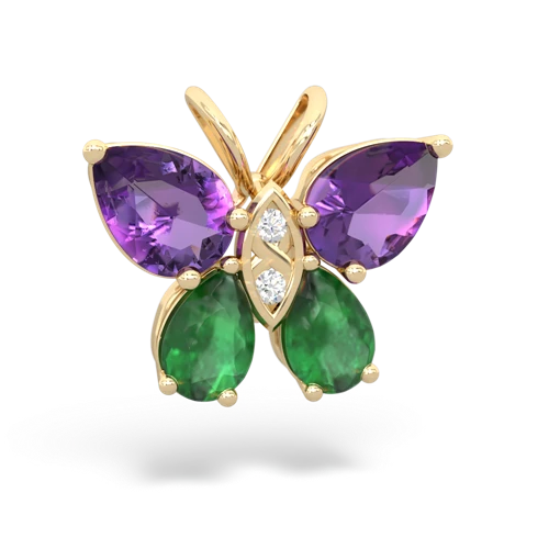 amethyst-emerald butterfly pendant