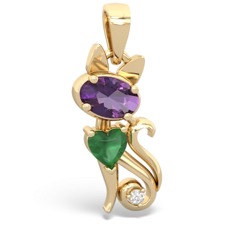 amethyst-emerald kitten pendant