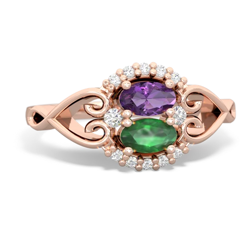 amethyst-emerald antique keepsake ring