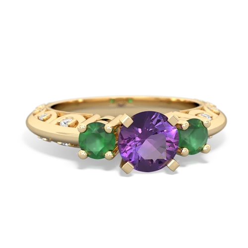 amethyst-emerald engagement ring