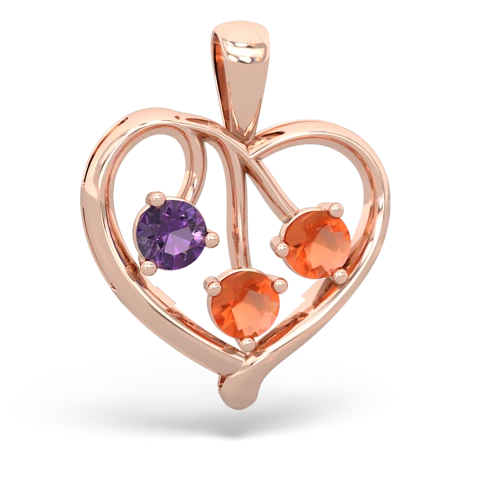 amethyst-fire opal love heart pendant