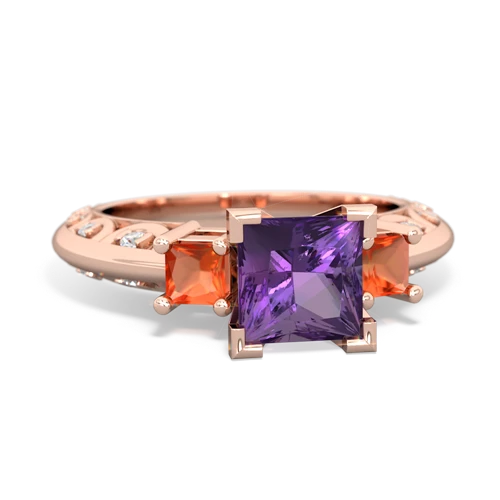 amethyst-fire opal engagement ring