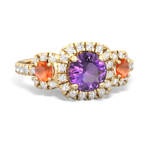 amethyst-fire opal three stone regal ring