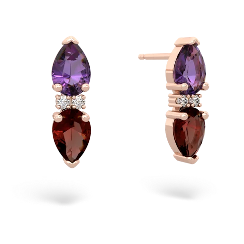 amethyst-garnet bowtie earrings