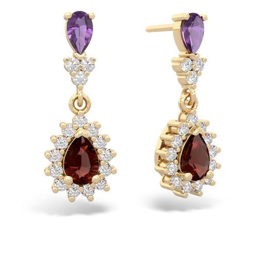 amethyst-garnet dangle earrings