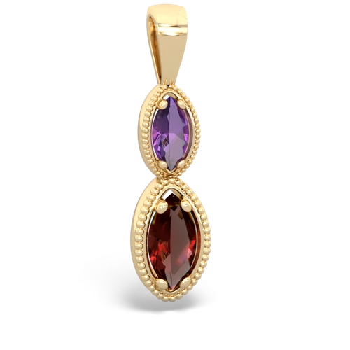 amethyst-garnet antique milgrain pendant