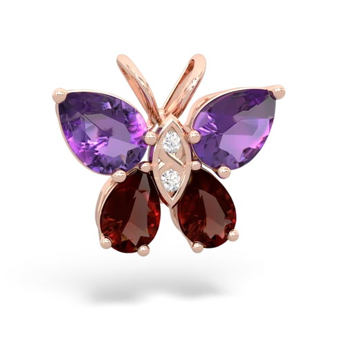 amethyst-garnet butterfly pendant