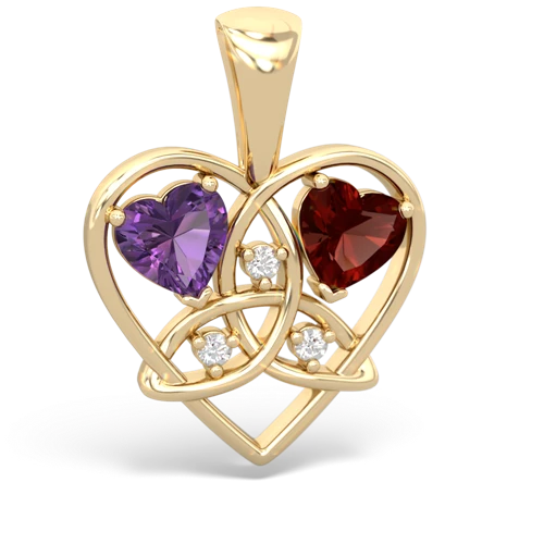 amethyst-garnet celtic heart pendant