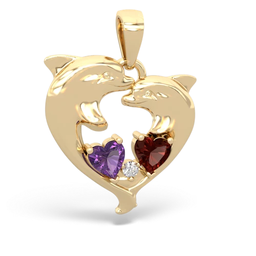 amethyst-garnet dolphins pendant