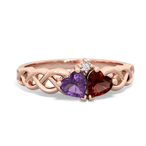 amethyst-garnet celtic braid ring