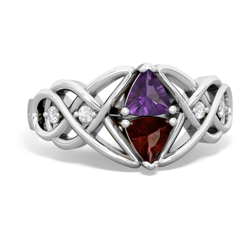 amethyst-garnet celtic knot ring