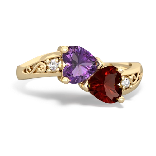 amethyst-garnet filligree ring