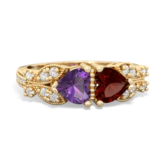 amethyst-garnet keepsake butterfly ring