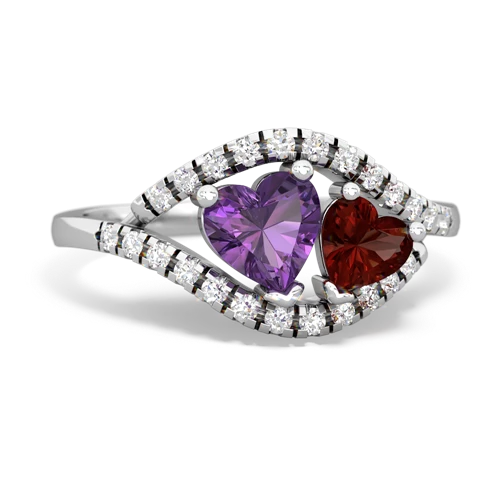 amethyst-garnet mother child ring