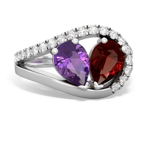 amethyst-garnet pave heart ring