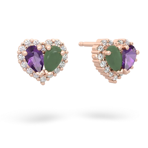 amethyst-jade halo-heart earrings