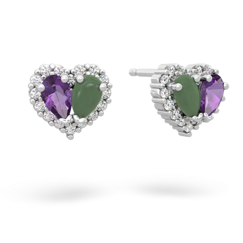 amethyst-jade halo-heart earrings