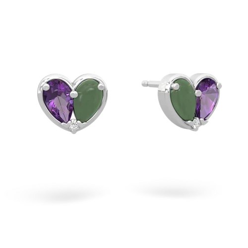 amethyst-jade one heart earrings