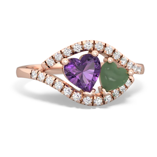 amethyst-jade mother child ring