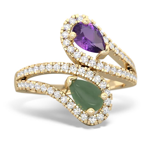 amethyst-jade pave swirls ring