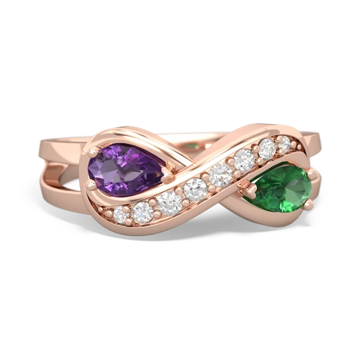 amethyst-lab emerald diamond infinity ring