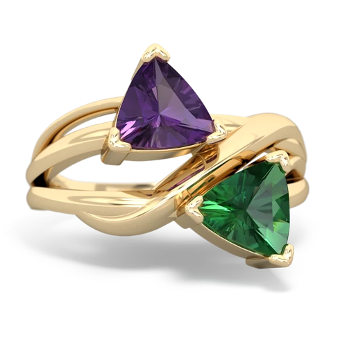 amethyst-lab emerald filligree ring