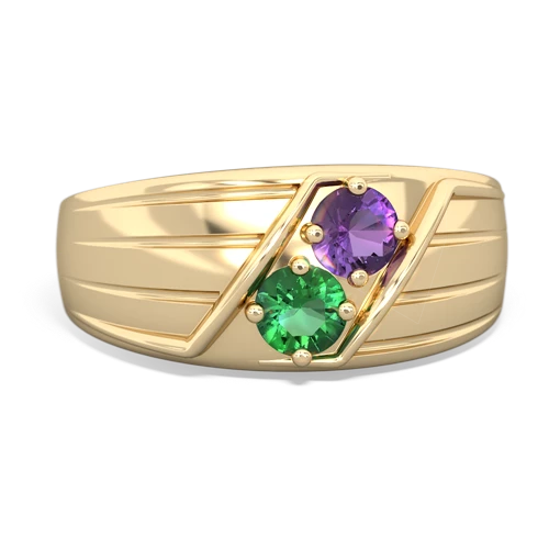 amethyst-lab emerald mens ring