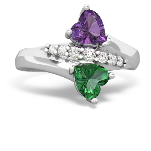 amethyst-lab emerald modern ring