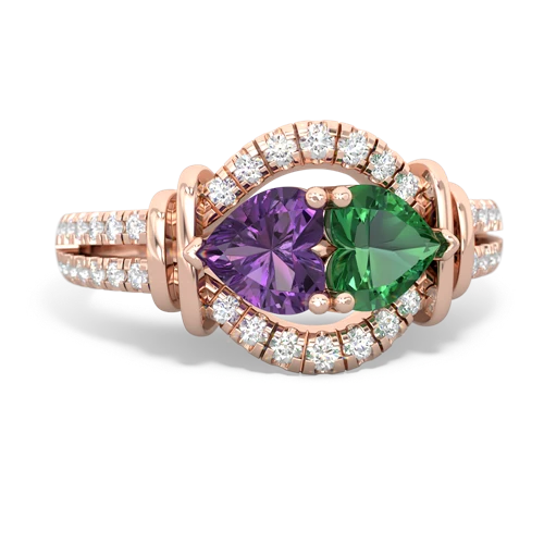 amethyst-lab emerald pave keepsake ring