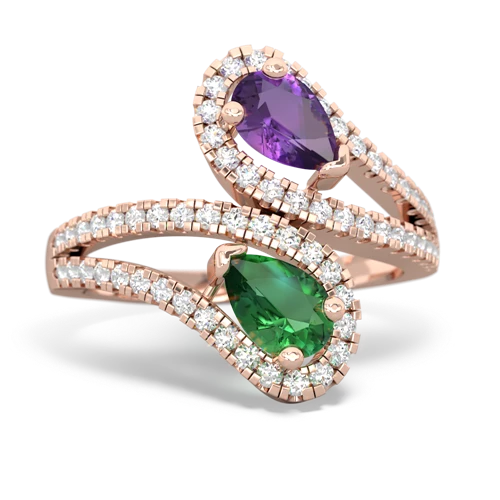 amethyst-lab emerald pave swirls ring