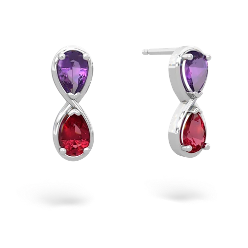 amethyst-lab ruby infinity earrings