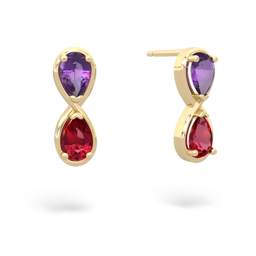 amethyst-lab ruby infinity earrings