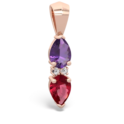 amethyst-lab ruby bowtie pendant