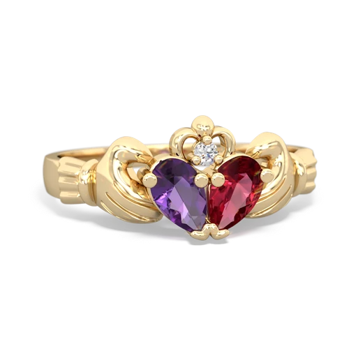 amethyst-lab ruby claddagh ring