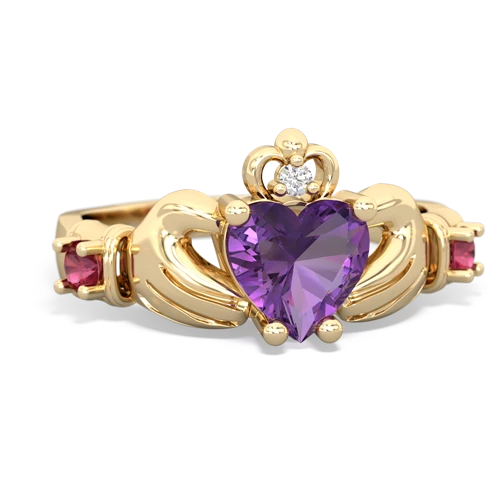 amethyst-lab ruby claddagh ring