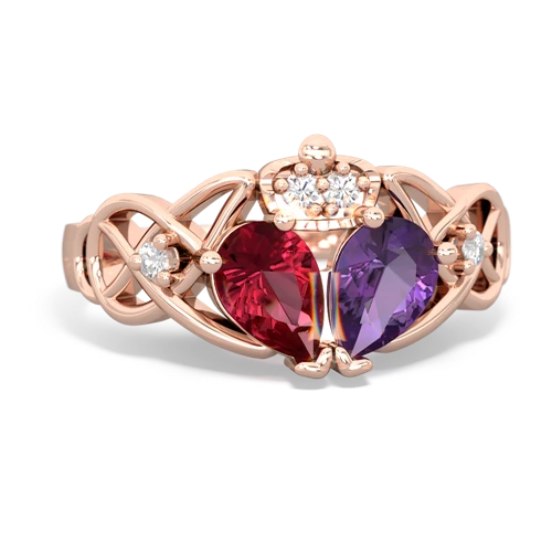 amethyst-lab ruby claddagh ring