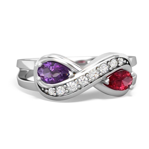 amethyst-lab ruby diamond infinity ring