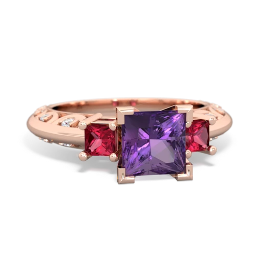 amethyst-lab ruby engagement ring